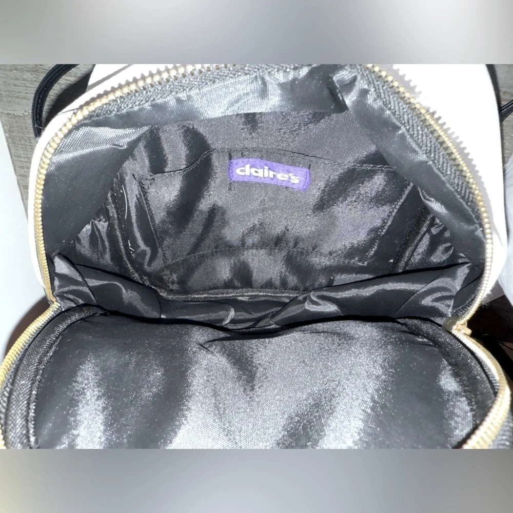 Claire's Black and White Color Block Mini Backpack